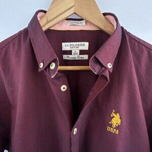 U.S. Polo Assn. preppy burgundy button-down shirt - men's large L